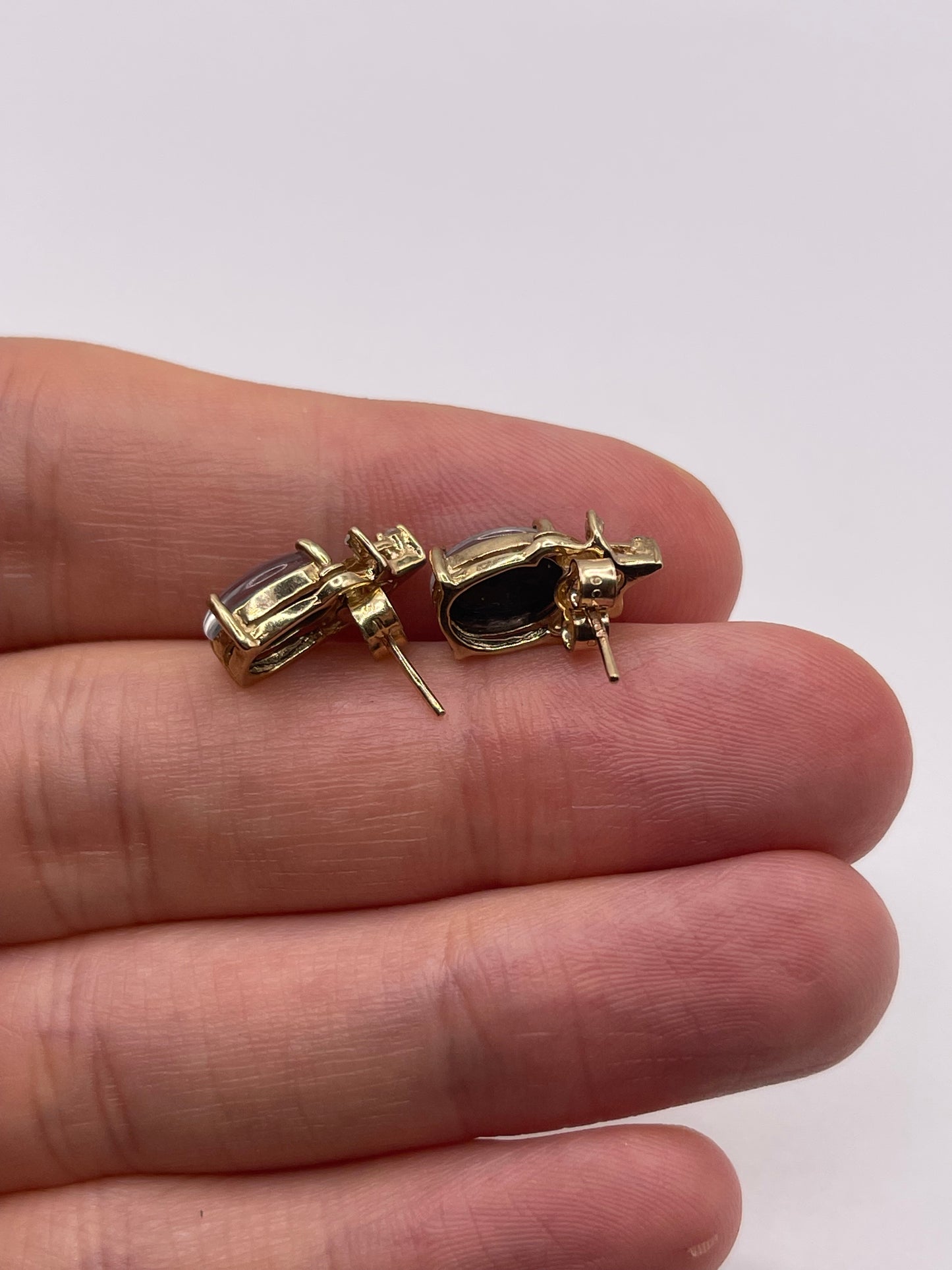 9ct gold opal triplet and diamond earrings
