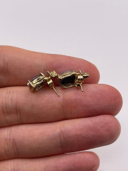9ct gold opal triplet and diamond earrings