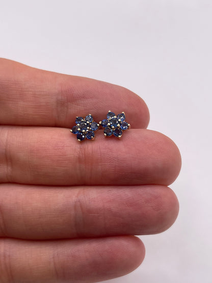 9ct gold sapphire cluster earrings