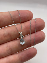 Load image into Gallery viewer, 9ct white gold aquamarine and diamond necklace
