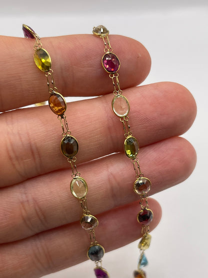 14ct gold multi gemstone necklace