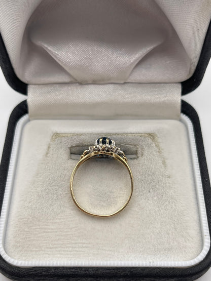 9ct gold blue topaz and diamond ring