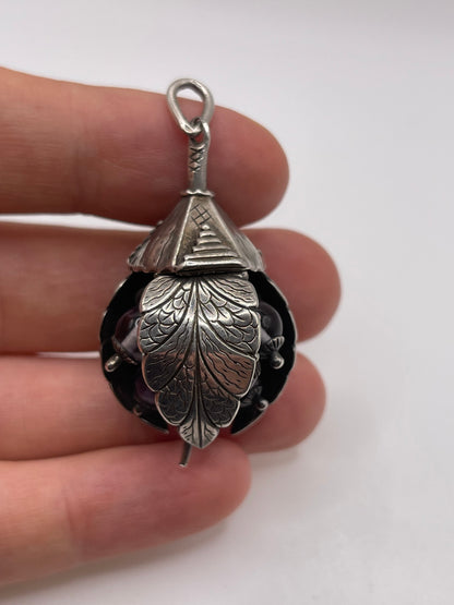 Heavy silver amethyst pendant