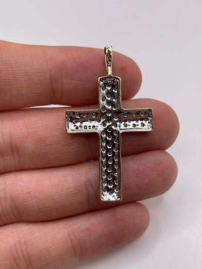 9ct gold diamond cross pendant