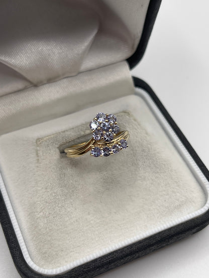 9ct gold tanzanite cluster ring