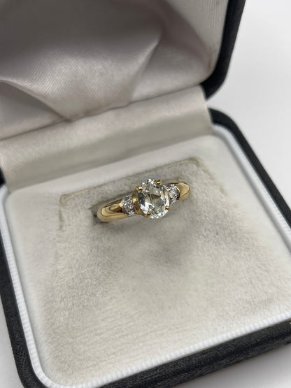 9ct gold quartz and diamond ring