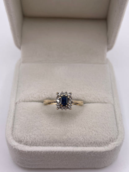 9ct gold sapphire and diamond ring