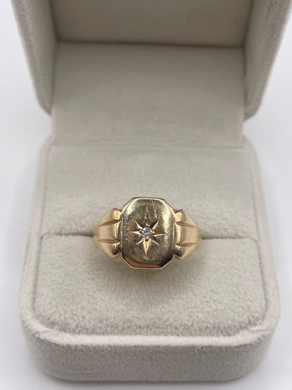 9ct gold diamond signet ring