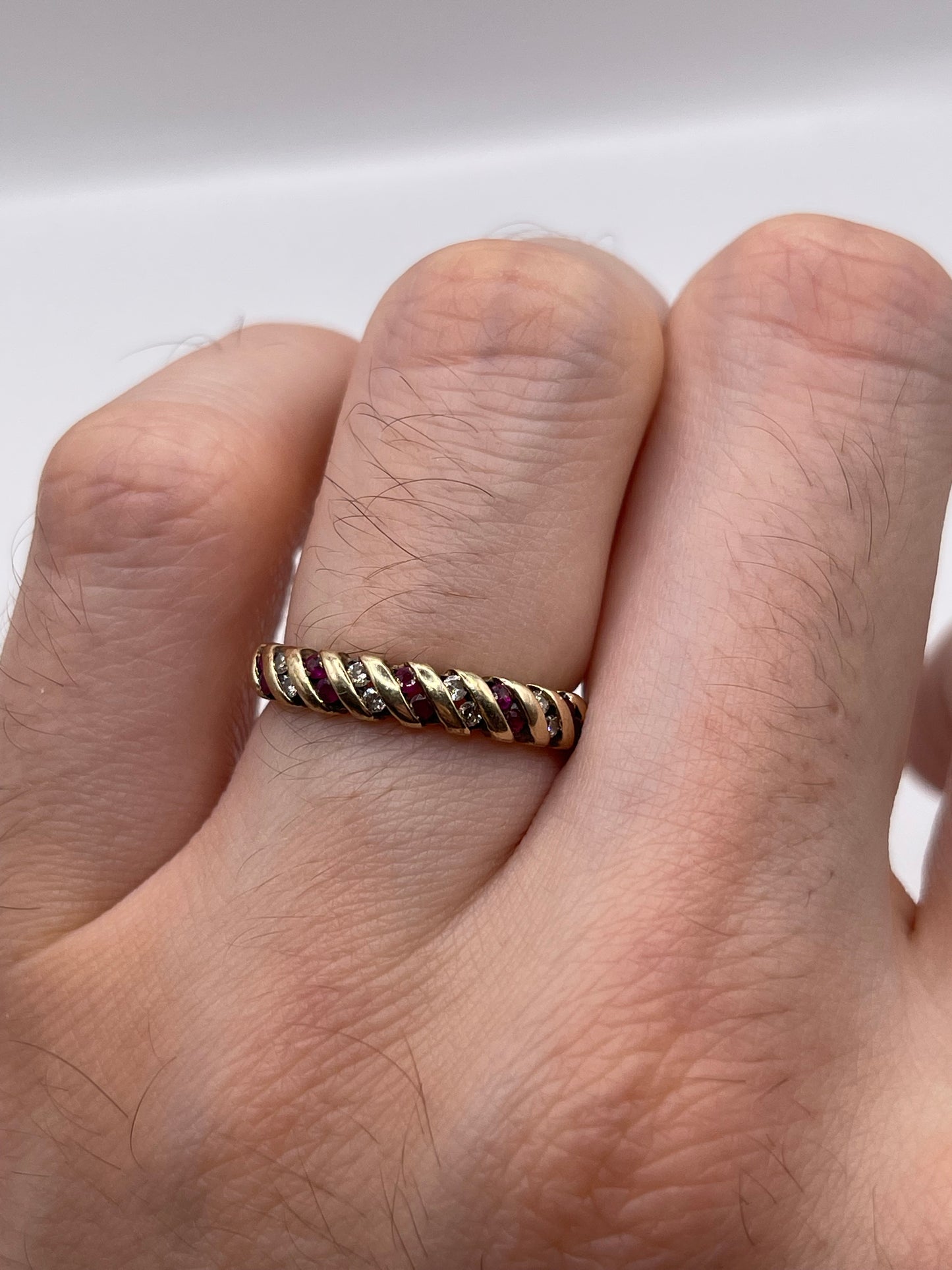 9ct gold ruby and diamond ring