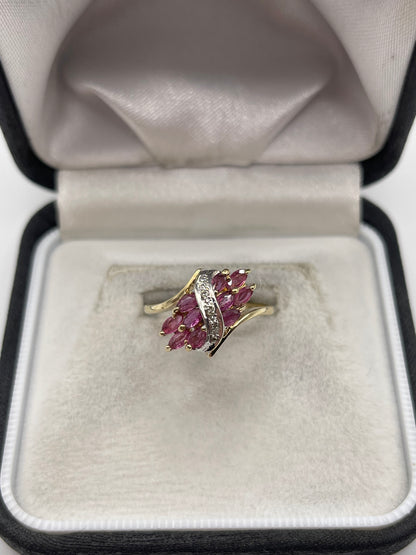 9ct gold ruby and diamond ring