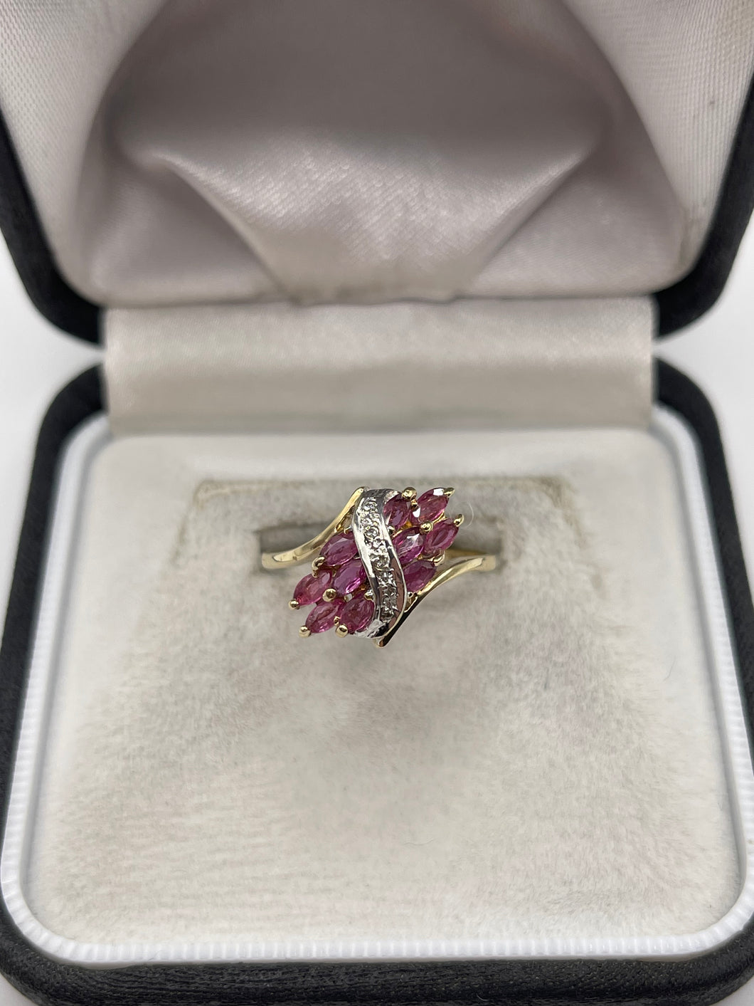 9ct gold ruby and diamond ring