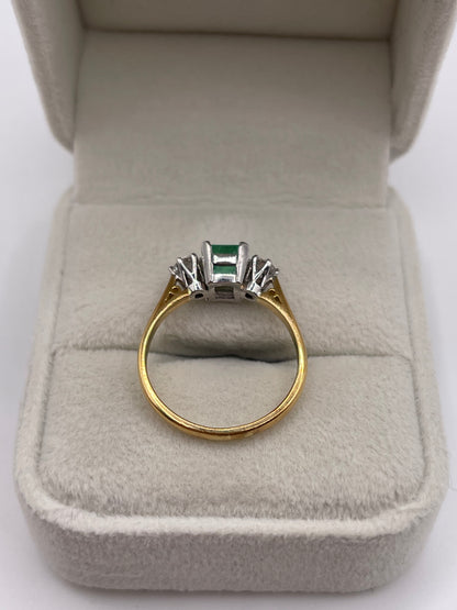 18ct gold emerald and diamond ring