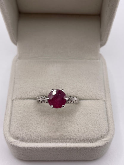 9ct white gold ruby ring
