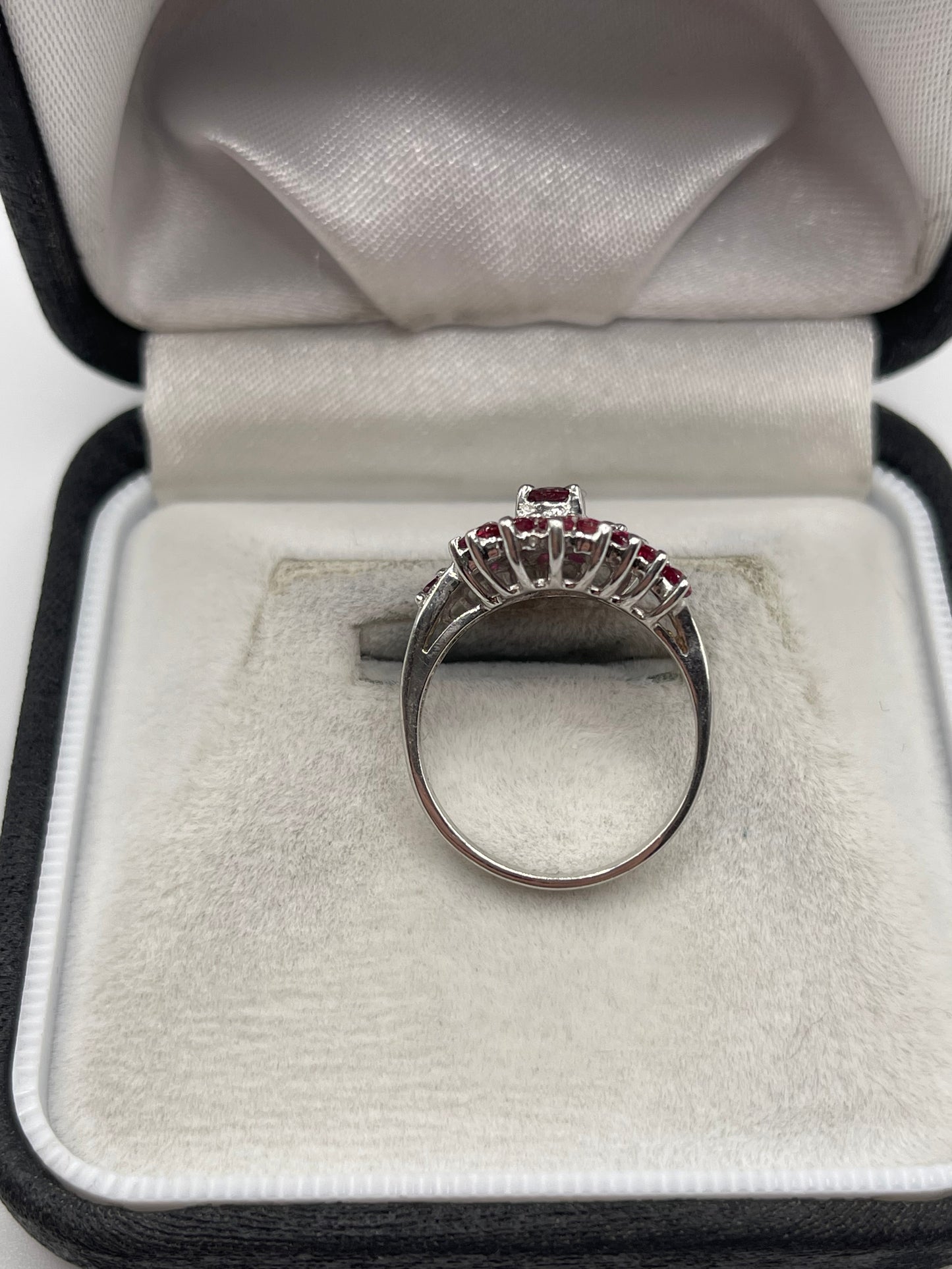 9ct white gold ruby and diamond ring