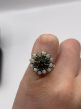 Load image into Gallery viewer, 9ct gold opal, emerald and garnet ring

