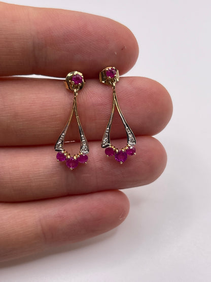 9ct gold ruby and diamond earrings