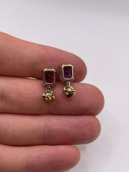 9ct gold amethyst and diamond earrings