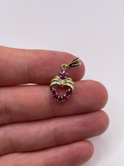 9ct gold ruby heart pendant