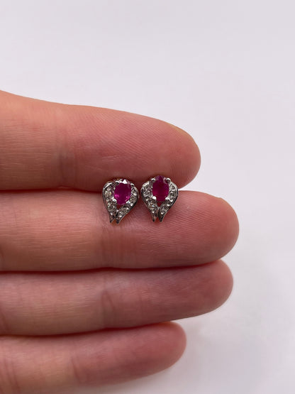 9ct gold ruby and diamond earrings
