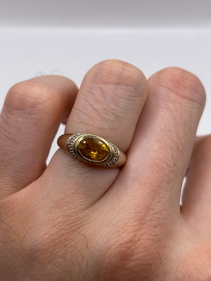 9ct gold citrine and diamond ring