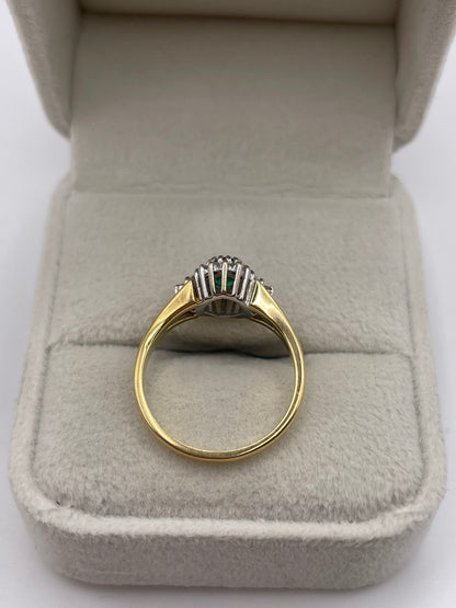 18ct gold emerald and diamond ring