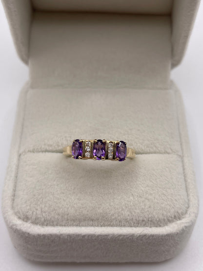 9ct gold amethyst and diamond ring