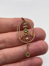Load image into Gallery viewer, Antique 9ct gold peridot and pearl pendant
