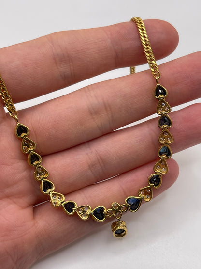 14ct gold sapphire and diamond necklace