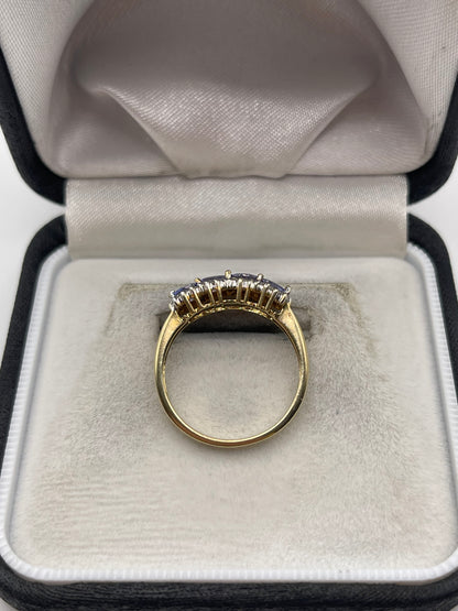 9ct gold tanzanite and diamond ring