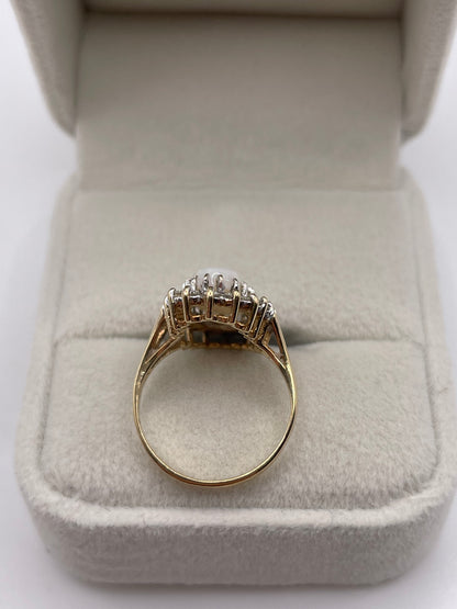 9ct gold opal and cz ring