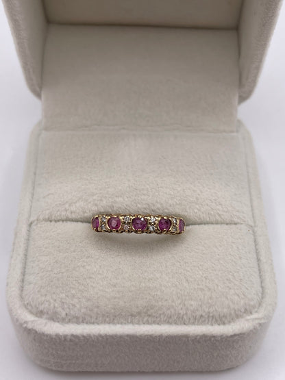 9ct gold ruby and diamond ring