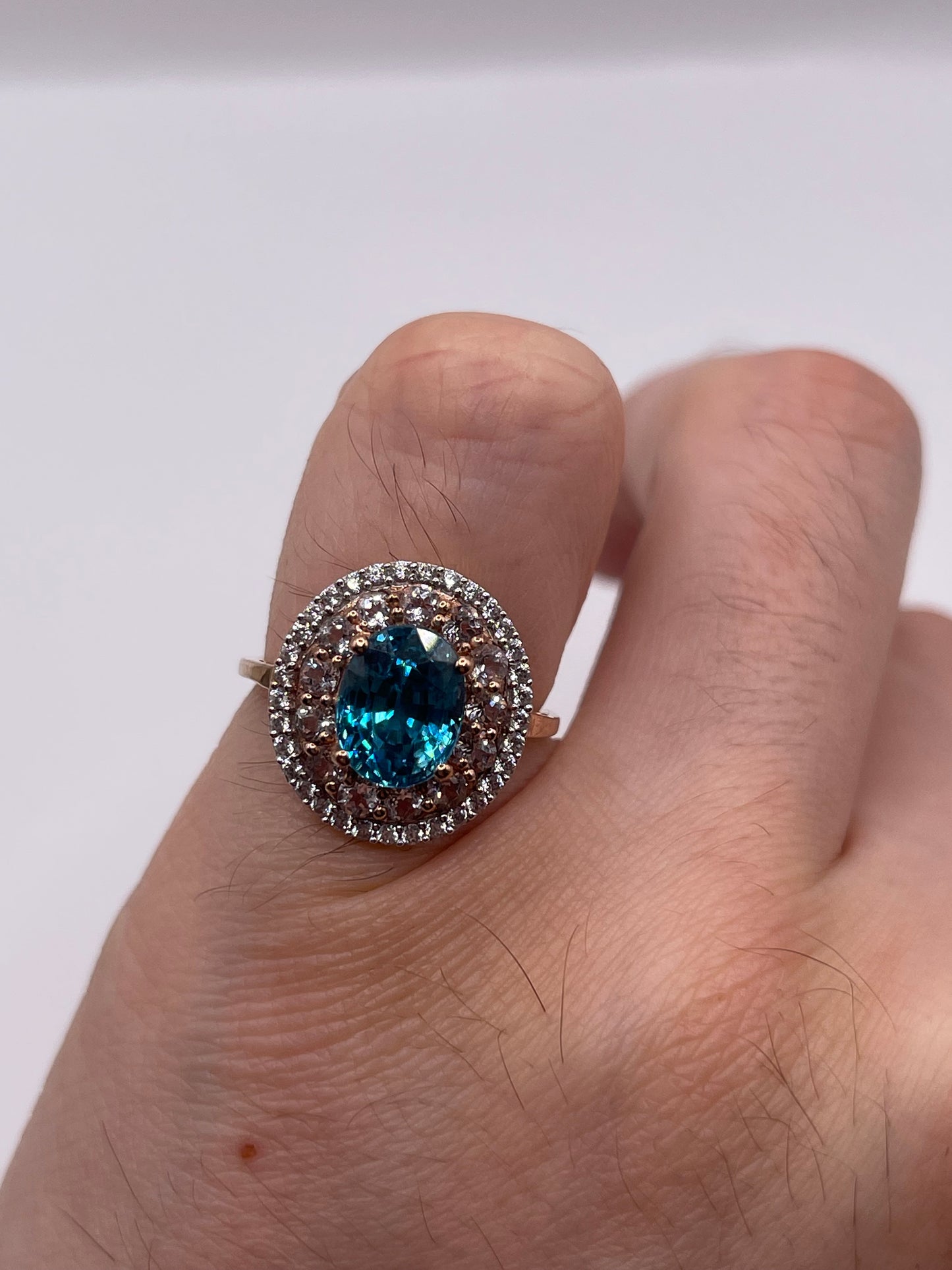 9ct rose gold zircon cluster ring