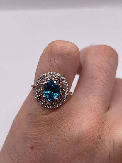 9ct rose gold zircon cluster ring
