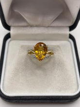 Load image into Gallery viewer, 9ct gold citrine and diamond ring
