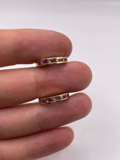 9ct gold ruby and diamond earrings