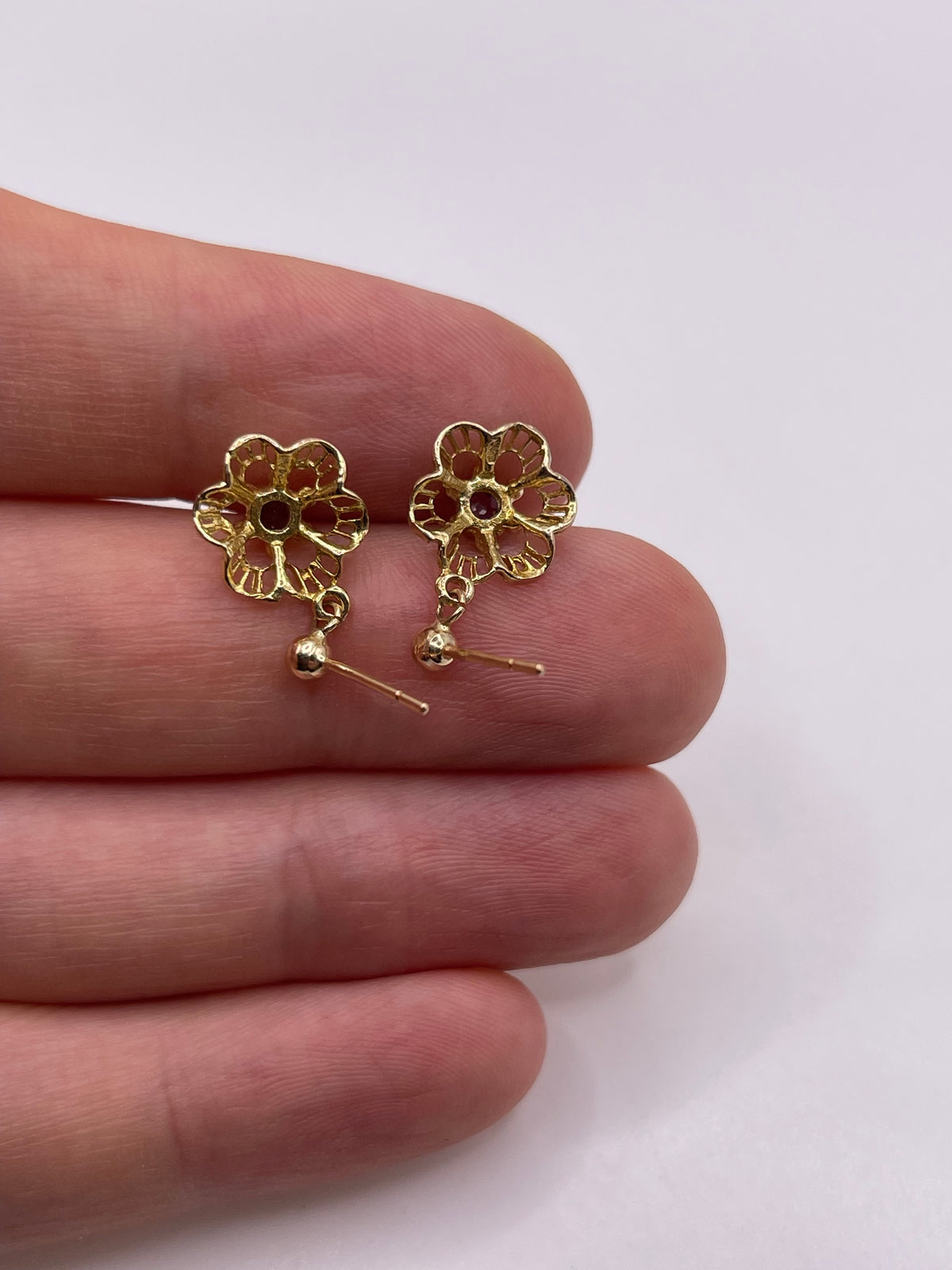 9ct gold ruby earrings