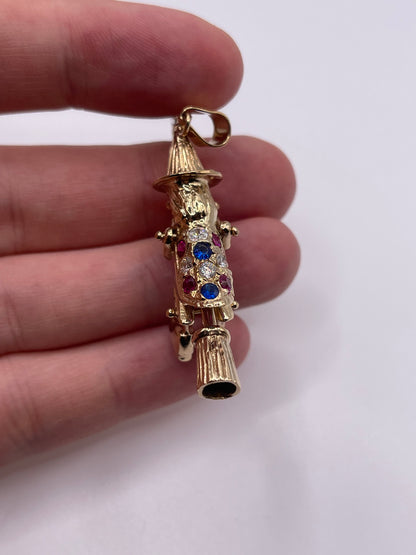 9ct gold articulated witch pendant