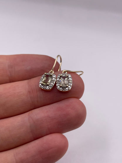 9ct gold quartz and diamond earrings