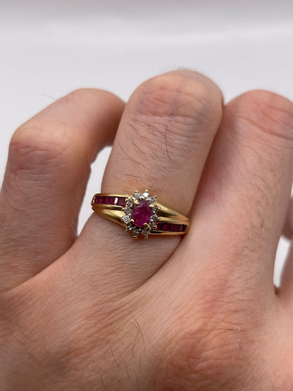 14ct gold ruby and diamond ring