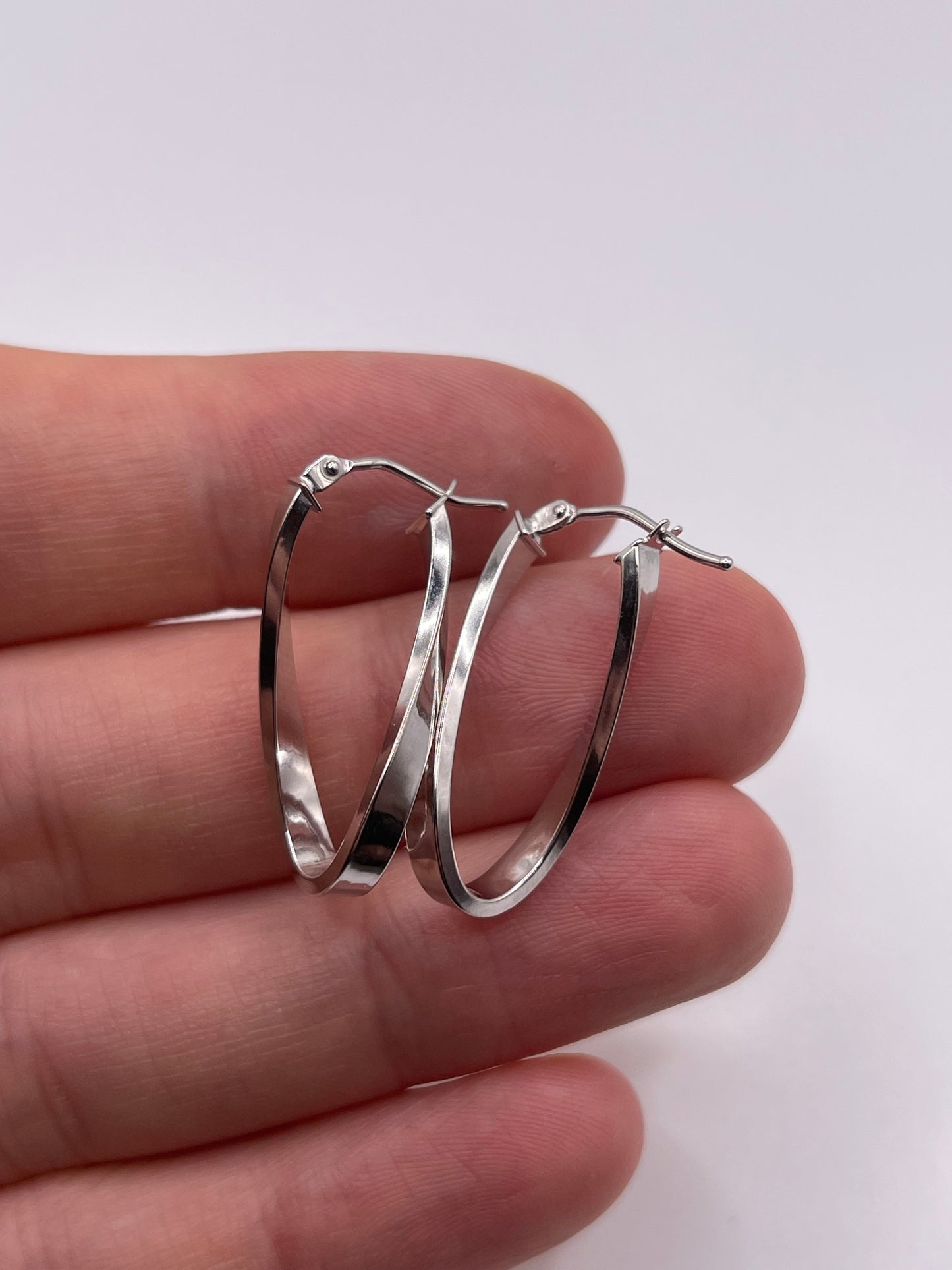 9ct white gold creole earrings