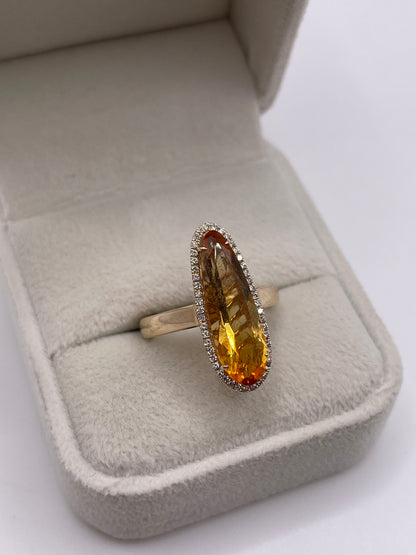 9ct gold citrine and diamond ring