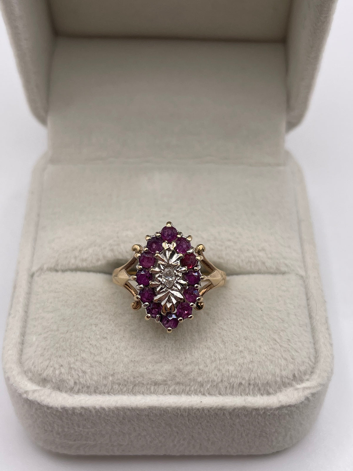 9ct gold ruby and diamond ring