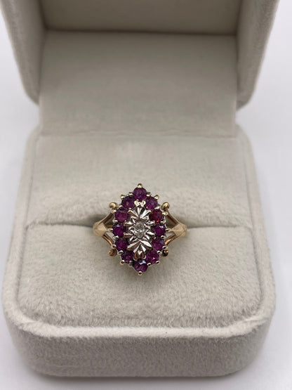 9ct gold ruby and diamond ring