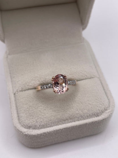 9ct gold morganite and zircon ring