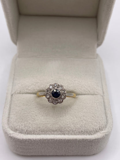 18ct gold platinum sapphire and diamond ring