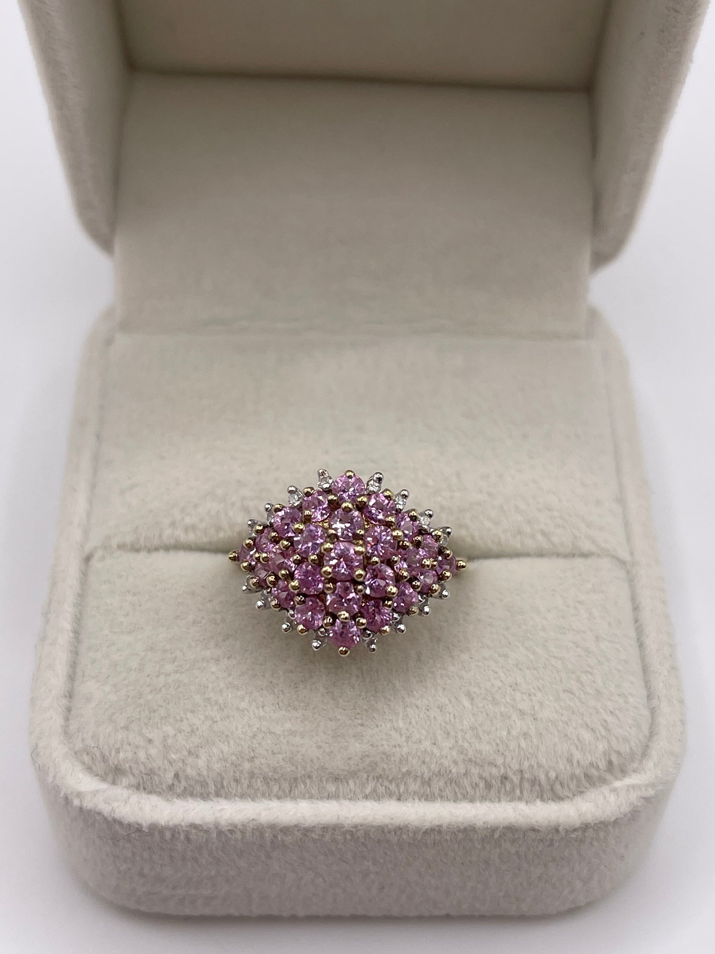 9ct gold pink topaz and diamond ring