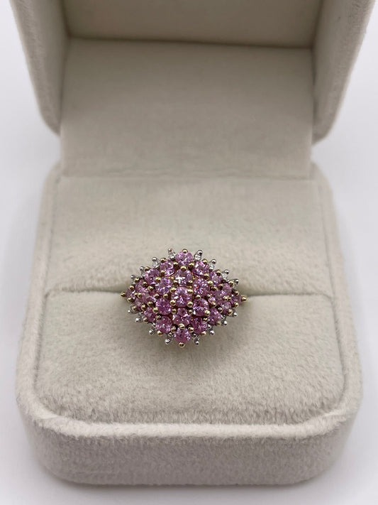 9ct gold pink topaz and diamond ring