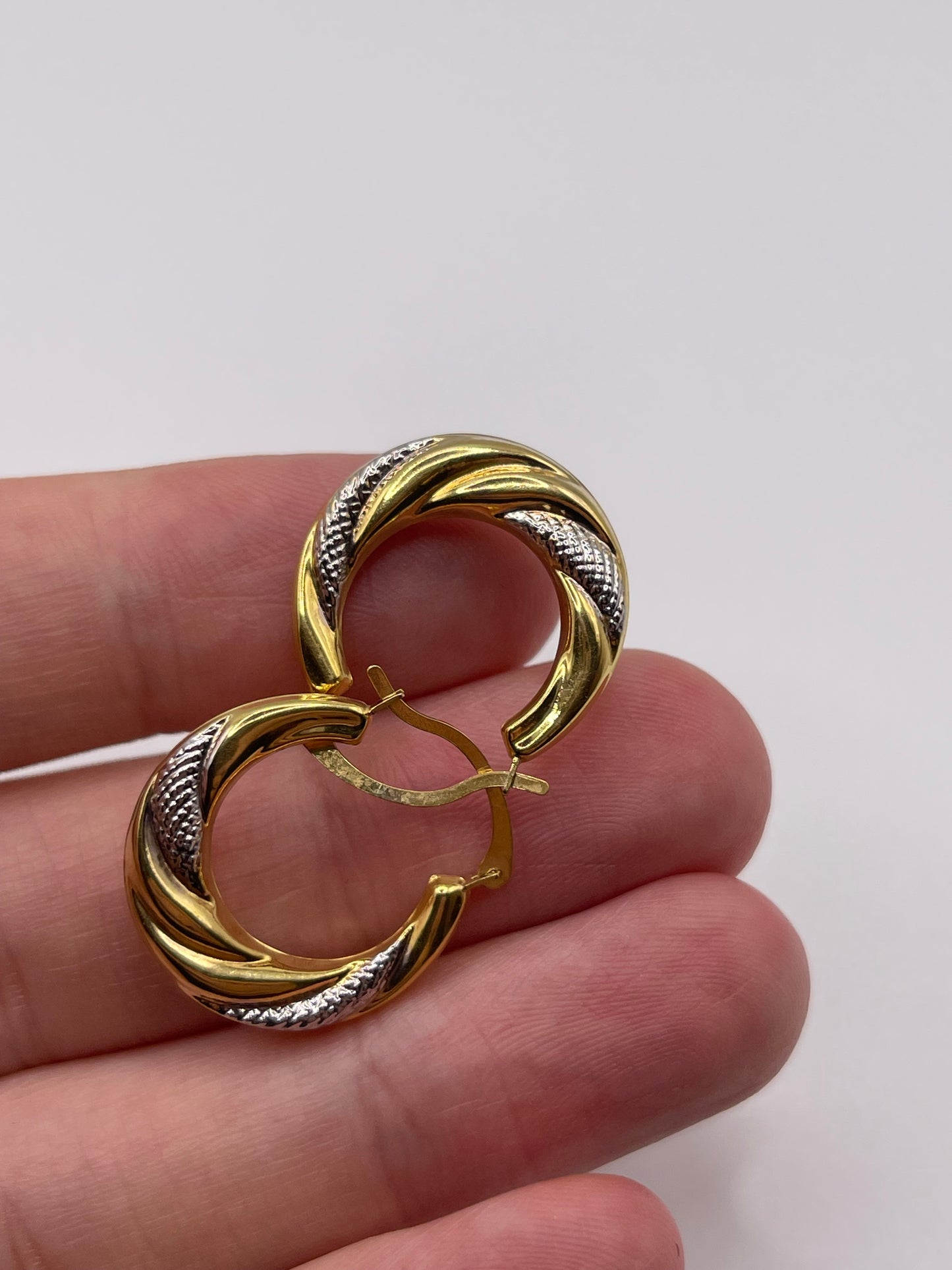9ct two tone creole earrings
