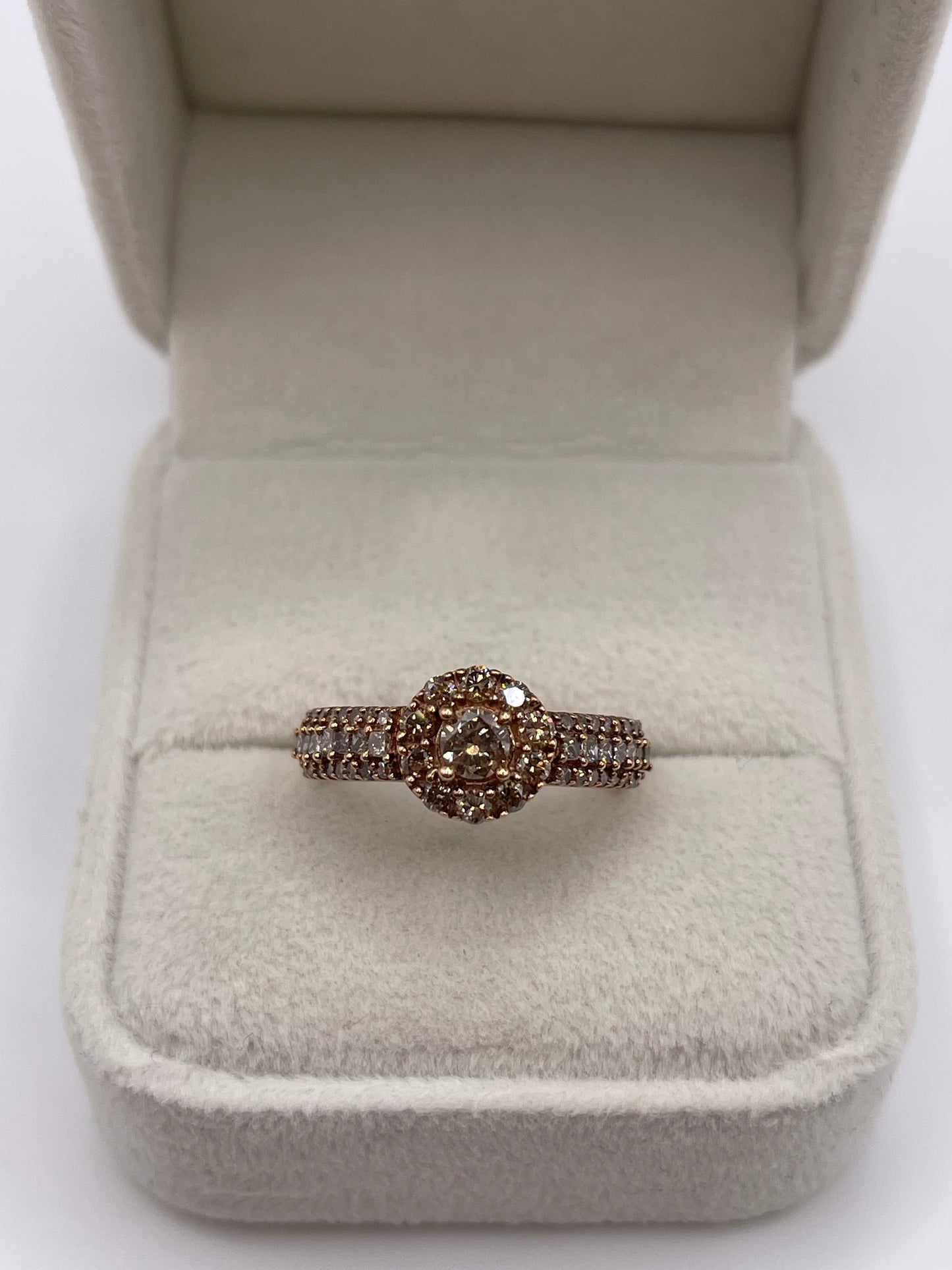 9ct rose gold cognac diamond cluster ring