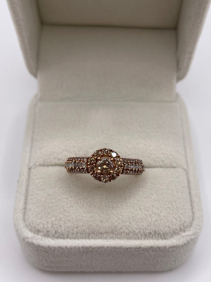 9ct rose gold cognac diamond cluster ring
